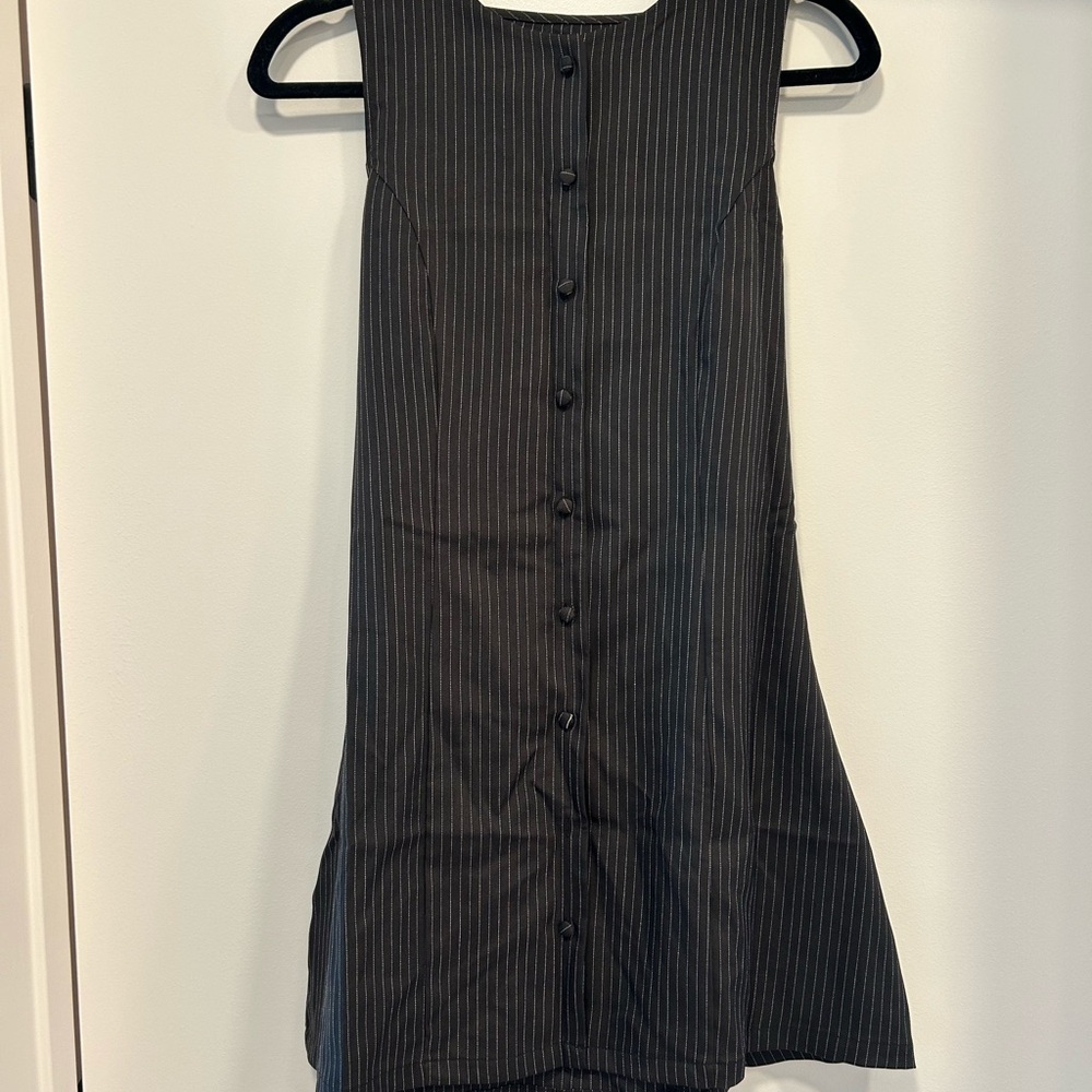 Elegant Black Pinstripe Dress